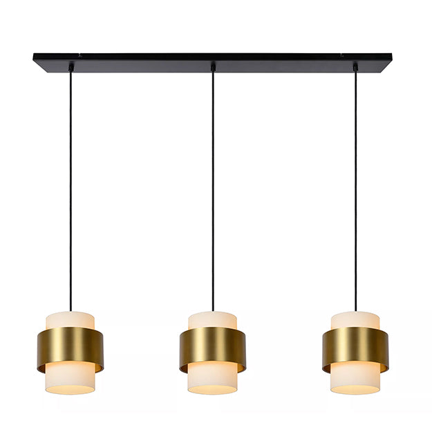 Lámpara colgante metal vidrio empavonado bronce 1,06 3 luces cm E27 - LULC0193