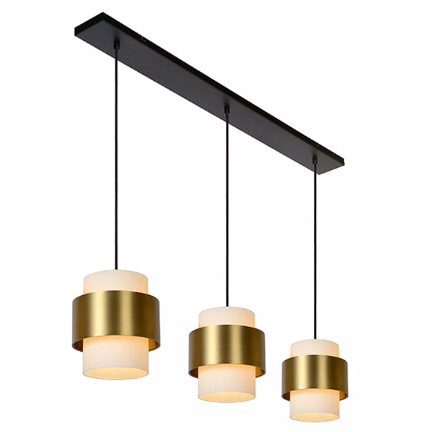 Lámpara colgante metal vidrio empavonado bronce 1,06 3 luces cm E27 - LULC0193