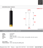 Lámpara colgante aluminio negro oro mate Ø5,9 x 30 cm GU10 - LULC0202