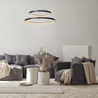 Lámpara colgante negro doble aro Ø 78 x Ø 59 LED 92 W - LULC0205