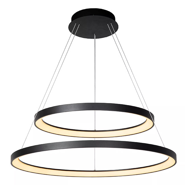 Lámpara colgante negro doble aro Ø 78 x Ø 59 LED 92 W - LULC0205