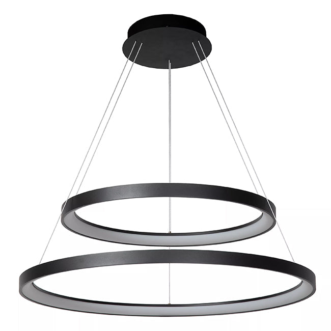 Lámpara colgante negro doble aro Ø 78 x Ø 59 LED 92 W - LULC0205
