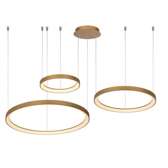 Lámpara colgante oro triple aro Ø78 x Ø58 x Ø38 cm LED 120 W - LULC0206