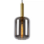 Lámpara colgante metal vidrio dorado humo largo 1,10 mt. 3 luces E27 - LULC0213