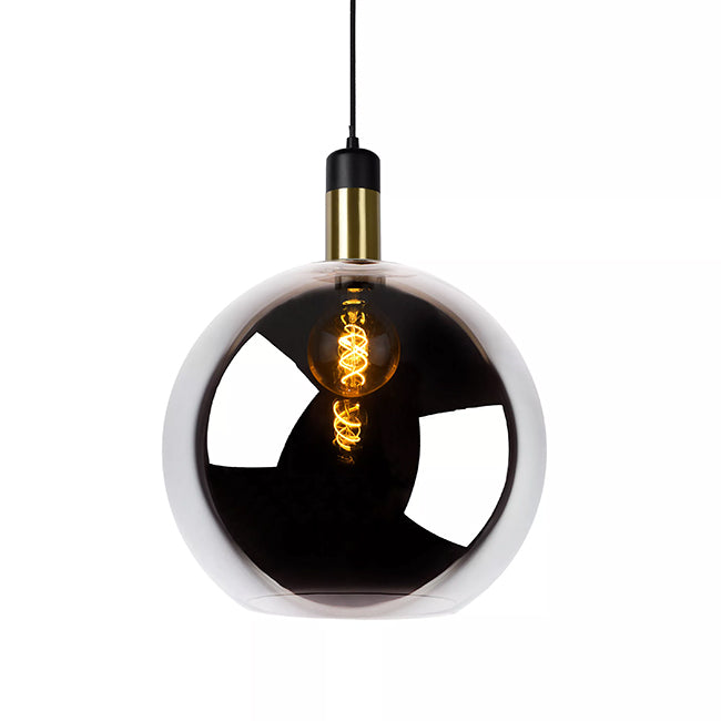 Lámpara colgante metal negro dorado vdrio humo Ø 40 cm E27 - LULC0216