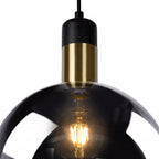 Lámpara colgante metal negro dorado vdrio humo Ø 40 cm E27 - LULC0216