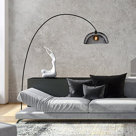 Lámpara de pie metal negro arco Ø 46x2,00 cm E27 - LULP0025