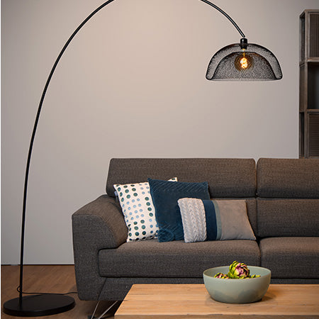 Lámpara de pie metal negro arco Ø 46x2,00 cm E27 - LULP0025