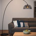 Lámpara de pie metal negro arco Ø 46x2,00 cm E27 - LULP0025