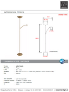 Lámpara de pie metal lector oro mate Ø 25,4x1,80 cm LED 20W 4W - LULP0065