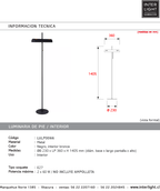 Lámpara de pie metal negro bronce Ø23x1,405 cm 2 luces E27 - LULP0066