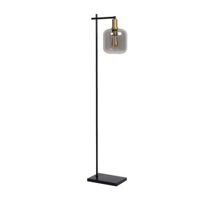 Lámpara de pie acero vidrio ahumado negro largo base 31x1,50 cm E27 - LULP0068