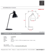 Lámpara sobremesa metal negro Ø 20x50 cm E14 - LULS0008