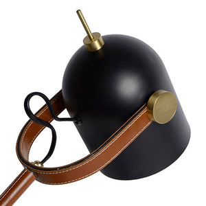 Lámpara sobremesa cuero metal negro Ø 18x55 cm E27 - LULS0030