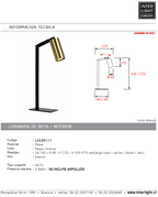 Lámpara sobremesa metal negro bronce  16x57.5 cm GU10 - LULS0111