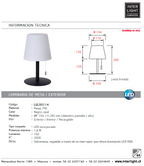 Lámpara sobremesa PVC negro opal Ø 15,4x26 cm LED 1,8W - LULS0114