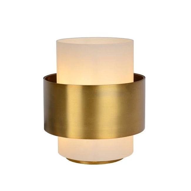 Lámpara sobremesa metal vidrio blanco bronce Ø20x23,5 cm E27 - LULS0124