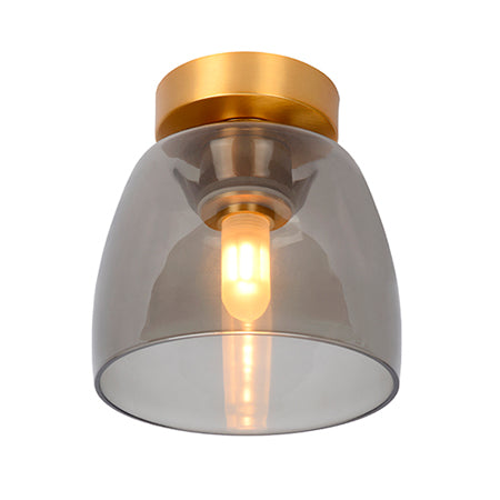 Plafón metal vidrio bronce humo IP44 Ø 16.1x16.8 cm G9 - LUPL0013
