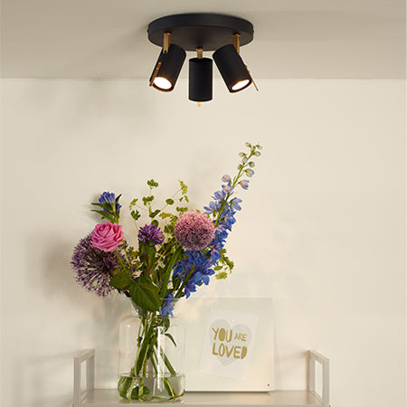 Plafón metal negro bronce Ø 23x15 cm 3 luces GU10 - LUPL0030