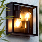Plafón metal vidrio negro exterior IP65  Ø 22x8,7cm 2 luces E27 - LUPL0042