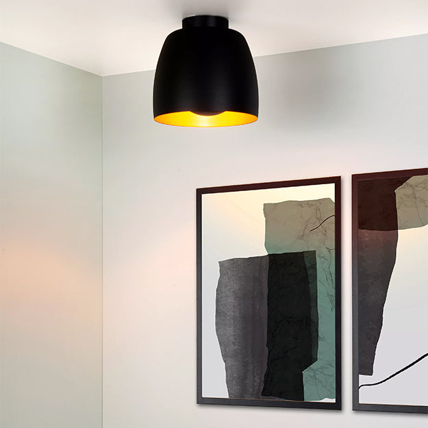 Plafón metal negro oro Ø 24x21,7 cm E27 - LUPL0065