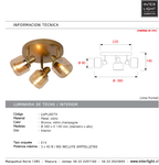Plafón metal vidrio bronce champagne Ø38x14 cm 3 luces E14 - LUPL0073