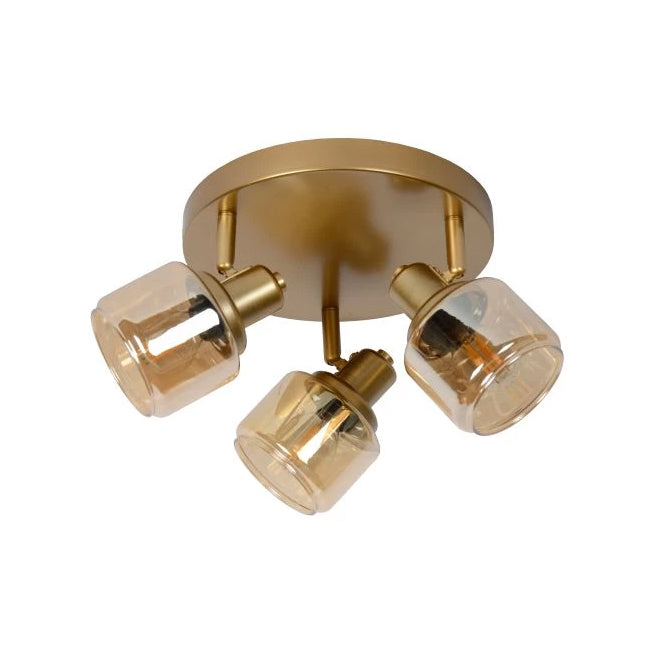 Plafón metal vidrio bronce champagne Ø38x14 cm 3 luces E14 - LUPL0073