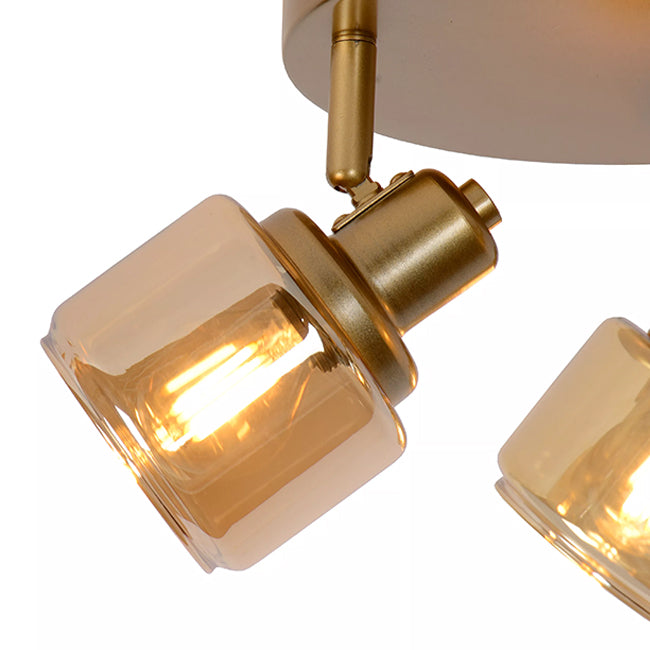 Plafón metal vidrio bronce champagne Ø38x14 cm 3 luces E14 - LUPL0073