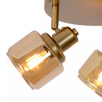 Plafón metal vidrio bronce champagne Ø38x14 cm 3 luces E14 - LUPL0073