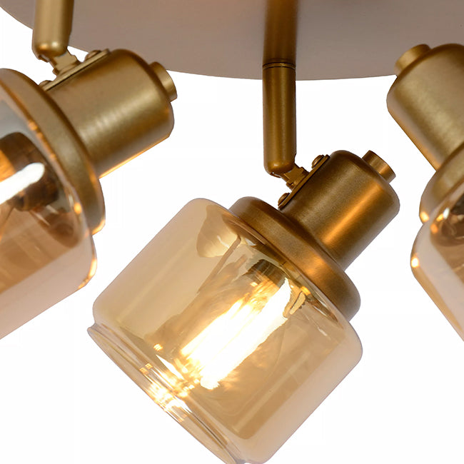 Plafón metal vidrio bronce champagne Ø38x14 cm 3 luces E14 - LUPL0073