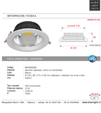 Foco embutido aluminio blanco Ø23 cm LED 25W - MUFO0009
