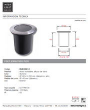 Cargar imagen en el visor de la galería, Foco acero inoxidable piso exterior corte Ø 14 cm E27 par 38 - MUFO0012
