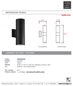 Foco metal negro exterior / bidireccional  IP 54 Ø 9x26 cm 2 luces E27 - MUFO0058