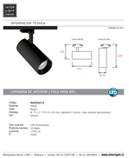 Foco riel metal negro Ø 7,3x22 cm LED 30W - MUFO0072