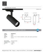 Foco riel metal negro Ø 5,5x19,6 cm LED 15W - MUFO0074