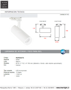 Foco riel metal blanco Ø 5,5x19,6 cm LED 15W - MUFO0075