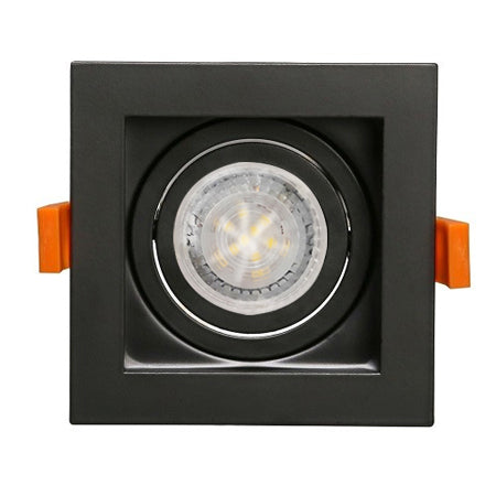 Foco embutido puzzle metal negro corte 10x10 cm GU10 - MUFO0085