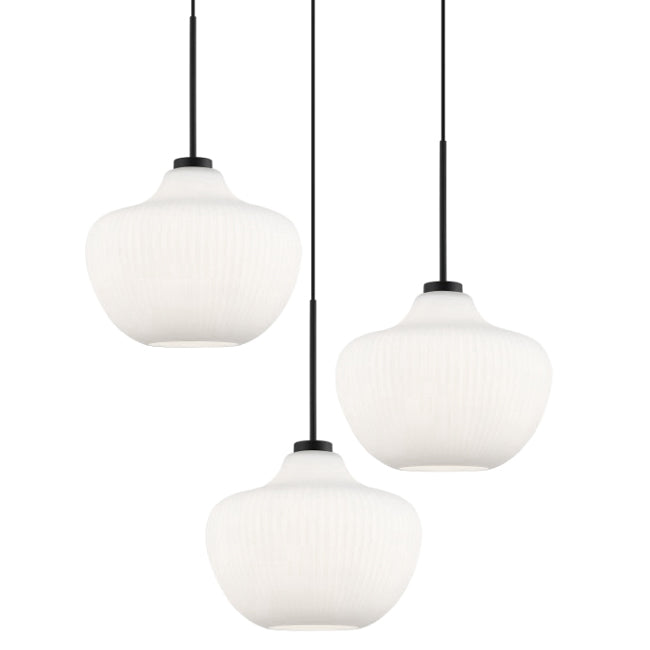 Lámpara colgante metal negro vidrio empavonado 3 luces Ø64cm E27 - ONLC0060