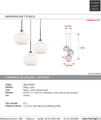 Lámpara colgante metal negro vidrio empavonado 3 luces Ø64cm E27 - ONLC0060