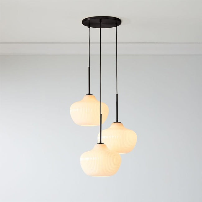 Lámpara colgante metal negro vidrio empavonado 3 luces Ø64cm E27 - ONLC0060