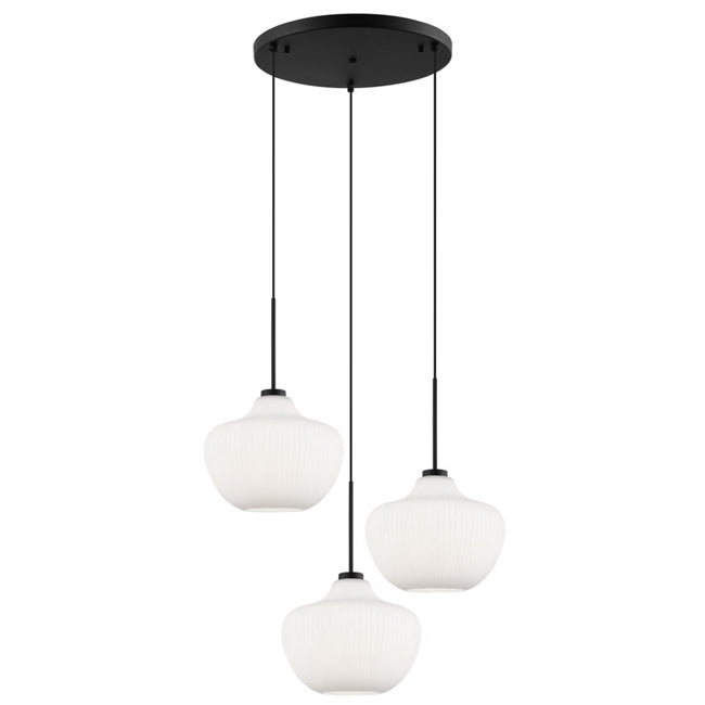 Lámpara colgante metal negro vidrio empavonado 3 luces Ø64cm E27 - ONLC0060