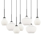 Lámpara colgante metal negro vidrio empavonado  7 luces 1,16x60 cm E27 - ONLC0061