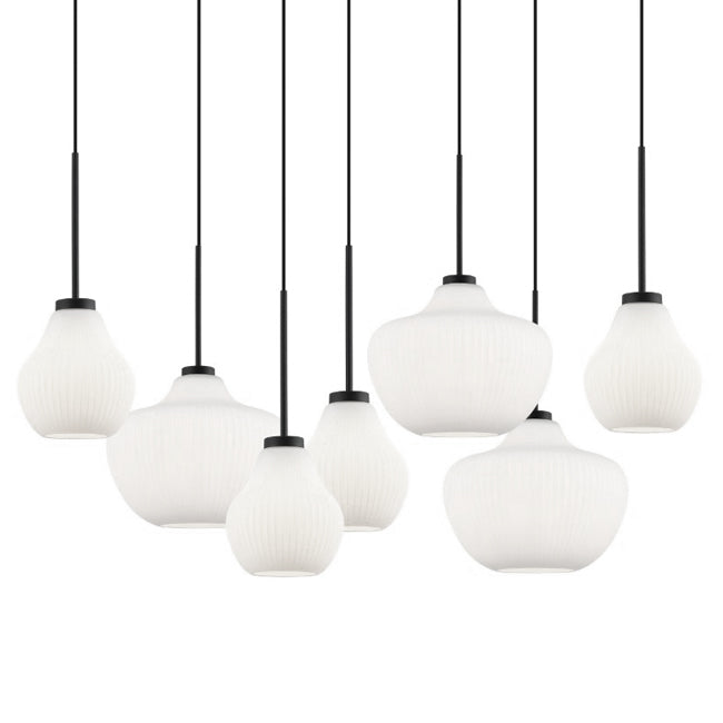 Lámpara colgante metal negro vidrio empavonado  7 luces 1,16x60 cm E27 - ONLC0061