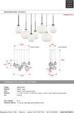Lámpara colgante metal negro vidrio empavonado  7 luces 1,16x60 cm E27 - ONLC0061