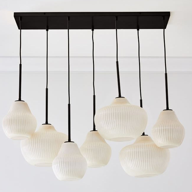 Lámpara colgante metal negro vidrio empavonado  7 luces 1,16x60 cm E27 - ONLC0061