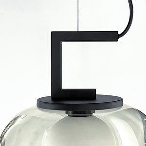 Lámpara colgante metal negro vidrio gris verdoso Ø30x35 cm G9 - ONLC0065