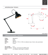 Cargar imagen en el visor de la galería, Lámpara de sobremesa dirigible metal negro E14 - ONLS0017
