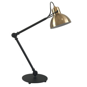 Lámpara de sobremesa dirigible metal negro dorado E14