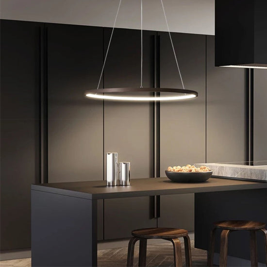 Lámpara colgante aluminio negro aro Ø 80 cm LED 48W - OYLC0003