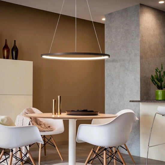 Lámpara colgante aluminio negro aro Ø 80 cm LED 48W - OYLC0003